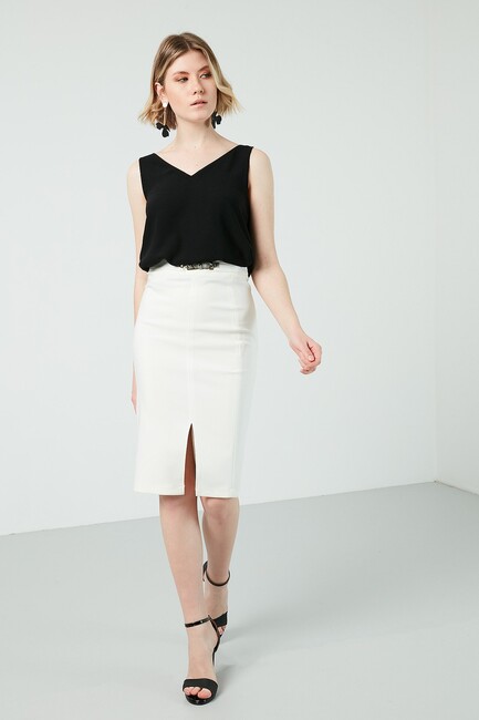 Kadın V Yaka Askılı Bluz 19081235 Siyah (3)