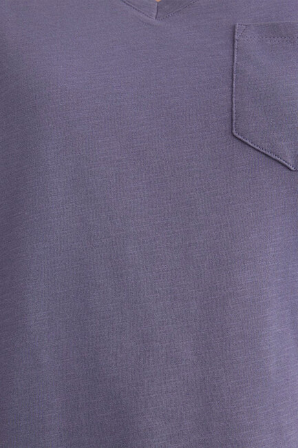 Kadın V Yaka Basic Tişört 1600961-70608 Mor - Thumbnail