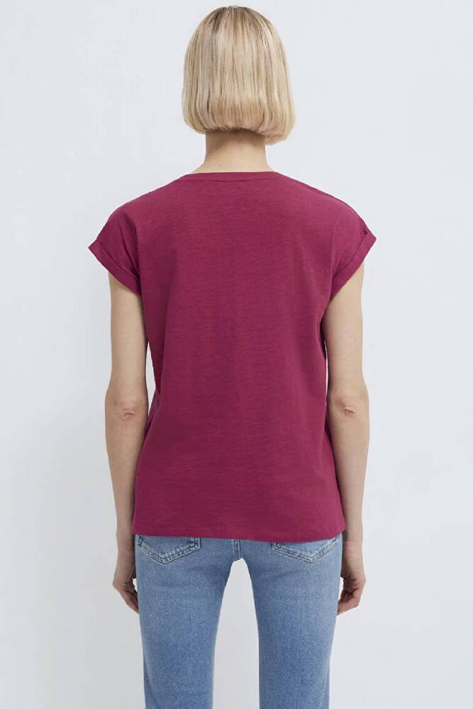 Kadın V Yaka Basic Tişört 1600961-70919 Pembe 
