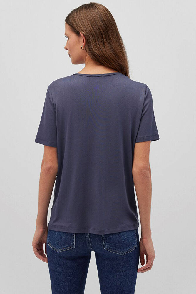 Kadın V Yaka Basic Tişört 1612381-87111 Lacivert 