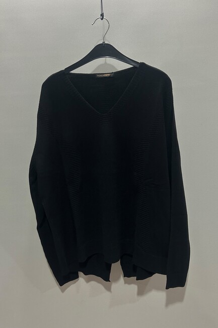 Kadın V Yaka Bluz 23K0659K1 Siyah (1)