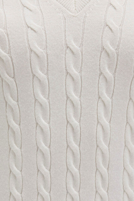 Kadın V Yaka Kazak 1710340-70057 Ekru - Thumbnail
