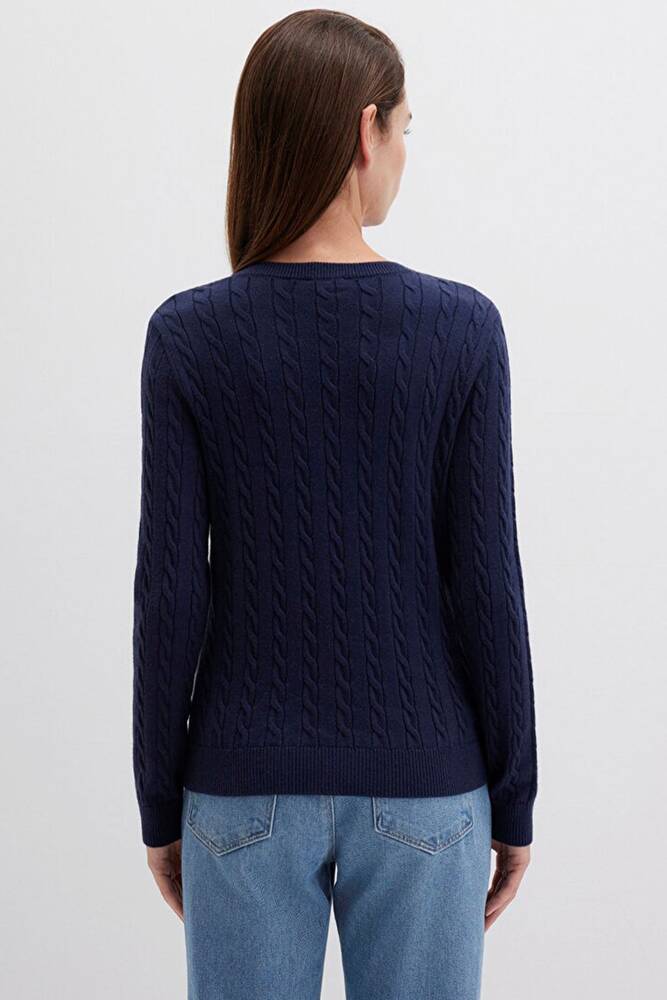 Kadın V Yaka Kazak 1710340-84371 Lacivert 