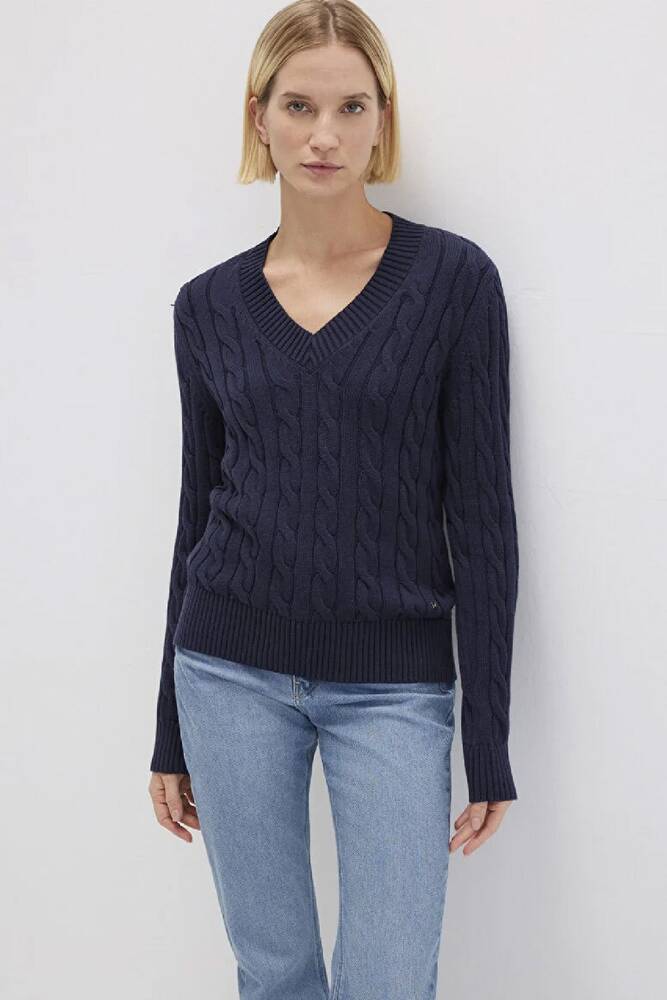 Kadın V Yaka Kazak 1710720-89101 Lacivert 