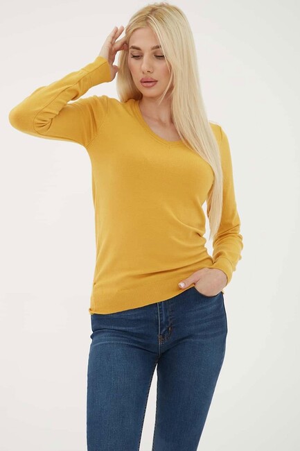 Kadın V Yaka Kazak 24K0778K1 Sarı (1)