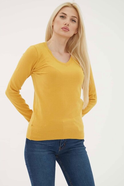 Kadın V Yaka Kazak 24K0778K1 Sarı (2)
