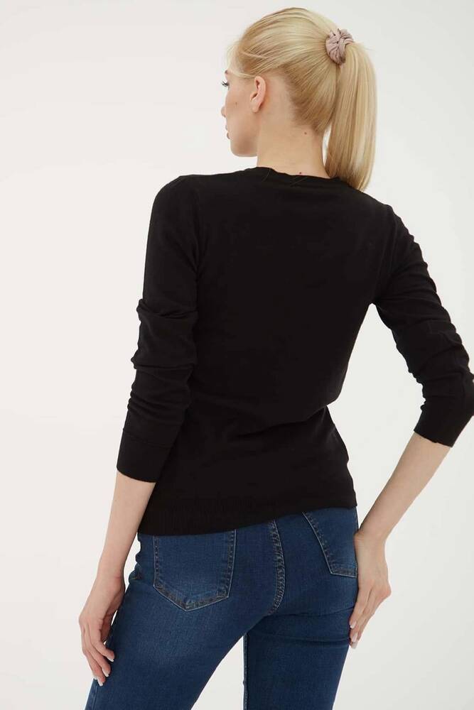 Kadın V Yaka Kazak 25K0778K1 Siyah 