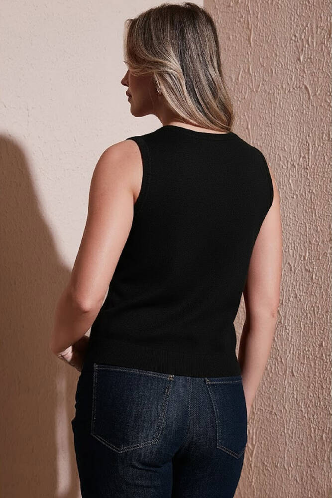 Kadın V Yaka Triko Yelek 25K0148K1 Siyah 