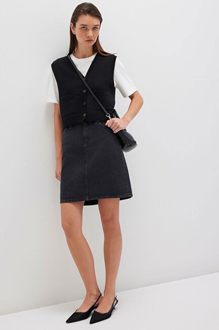 Kadın Valerie Denim Etek 1319890550 Gri (2)