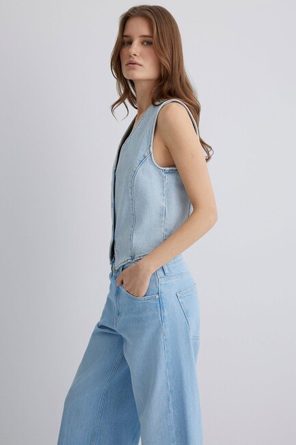 Kadın Vela Denim Yelek 1110448-89682 Mavi (2)