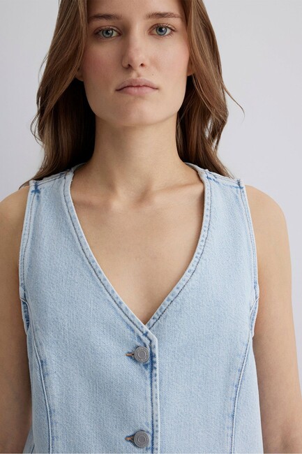 Kadın Vela Denim Yelek 1110448-89682 Mavi - Thumbnail