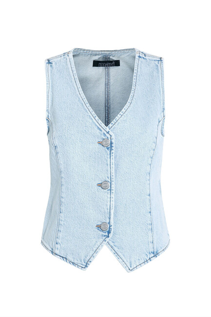 Kadın Vela Denim Yelek 1110448-89682 Mavi - Thumbnail