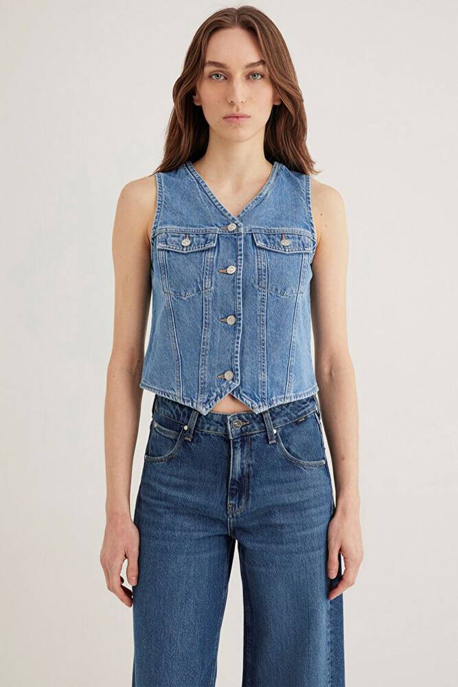Kadın Venus Denim Yelek 110911-89155 Mavi 