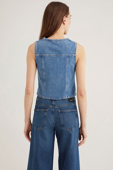 Kadın Venus Denim Yelek 110911-89155 Mavi - Thumbnail