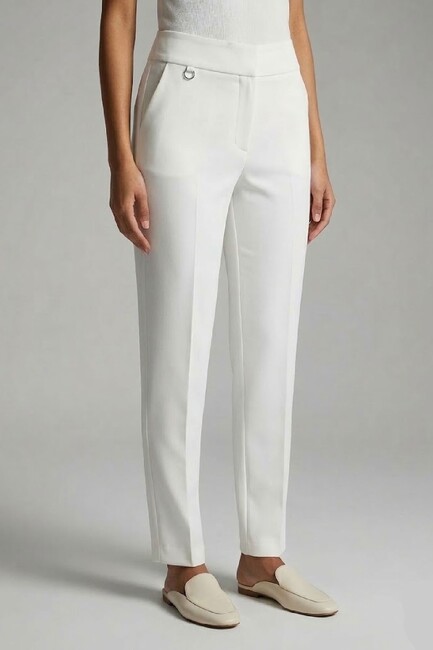 Kadın Yan Cep Mini Tokalı Pantolon 19070593 Beyaz (1)