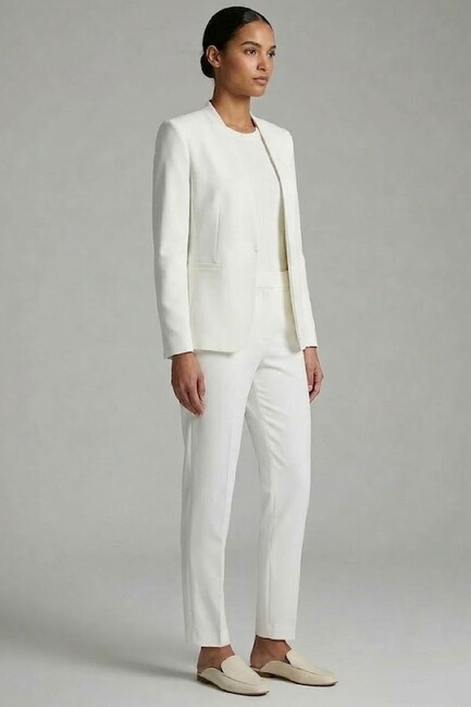 Kadın Yan Cep Mini Tokalı Pantolon 19070593 Beyaz - Thumbnail