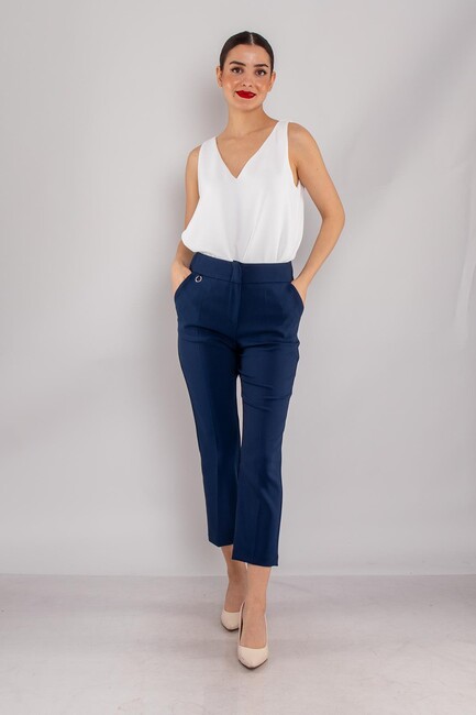 Kadın Yan Cep Mini Tokalı Pantolon 19070593 Lacivert (1)