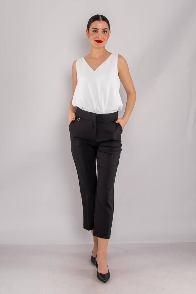 Kadın Yan Cep Mini Tokalı Pantolon 19070593 Siyah 