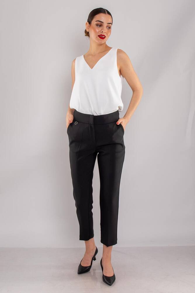 Kadın Yan Cep Mini Tokalı Pantolon 19070593 Siyah 