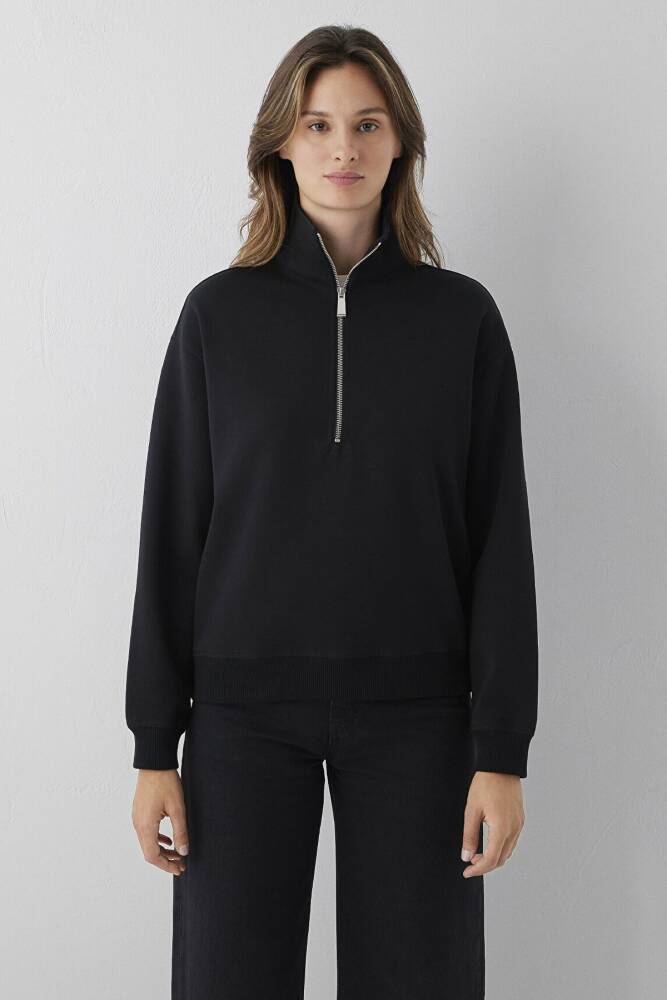 Kadın Yarım Fermuarlı Basic Sweat 1S10572-900 Siyah - 4