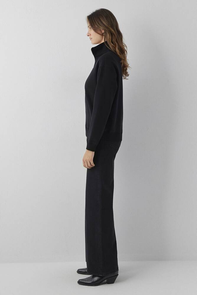 Kadın Yarım Fermuarlı Basic Sweat 1S10572-900 Siyah - 5