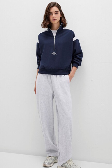 Kadın Yarım Fermuarlı Sweat 1S10360-32184 Lacivert (1)
