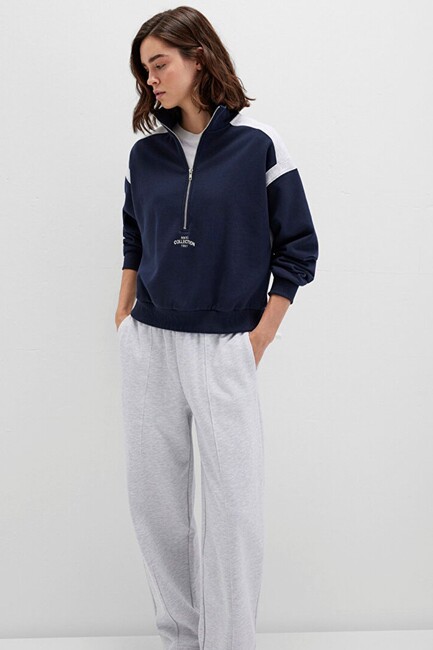 Kadın Yarım Fermuarlı Sweat 1S10360-32184 Lacivert (3)