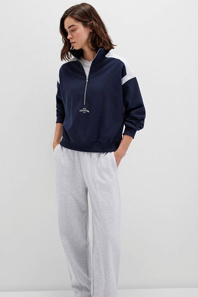 Kadın Yarım Fermuarlı Sweat 1S10360-32184 Lacivert 