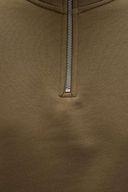 Kadın Yarım Fermuarlı Sweat 1S10391-71589 Haki - Thumbnail
