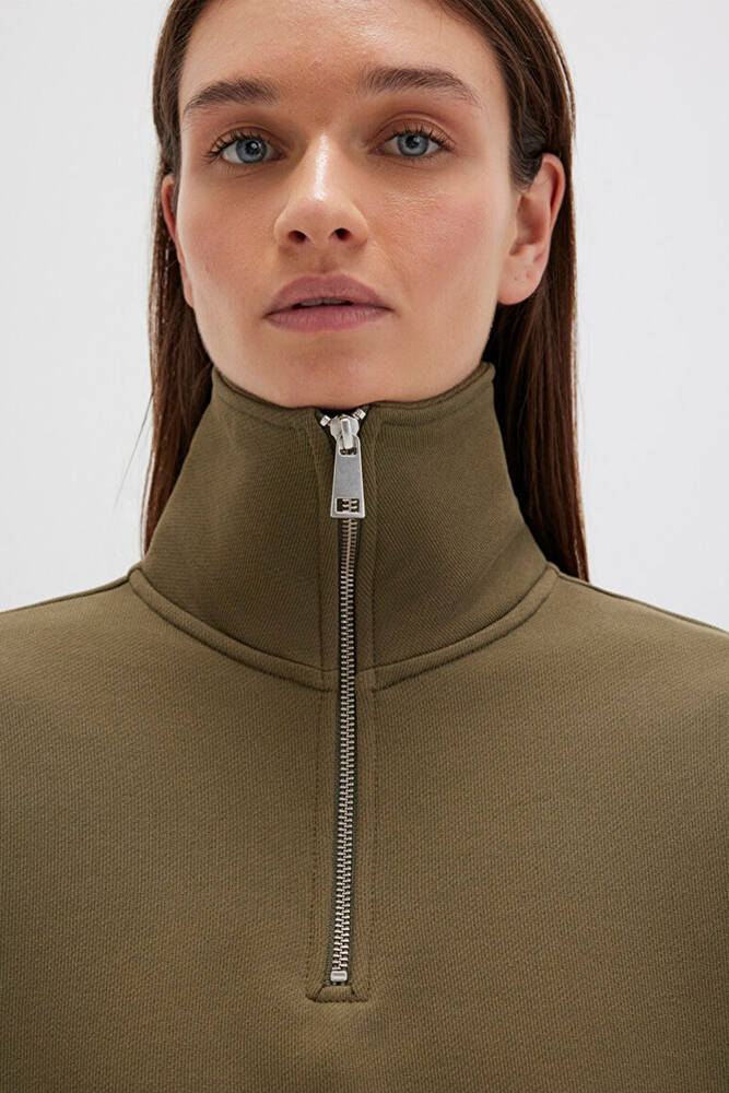 Kadın Yarım Fermuarlı Sweat 1S10391-71589 Haki 