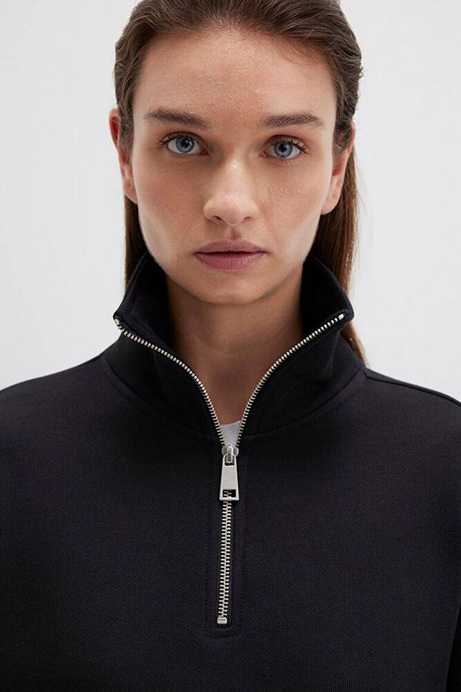 Kadın Yarım Fermuarlı Sweat 1S10391-900 Siyah 