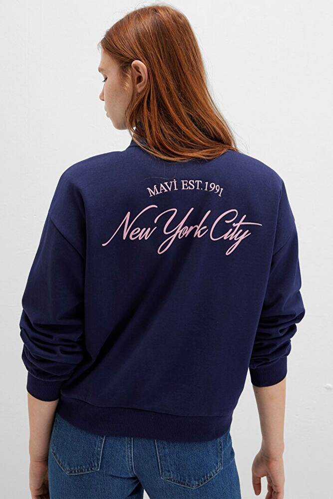 Kadın Yarım Fermuarlı Sweat 1S10501-80729 Lacivert 