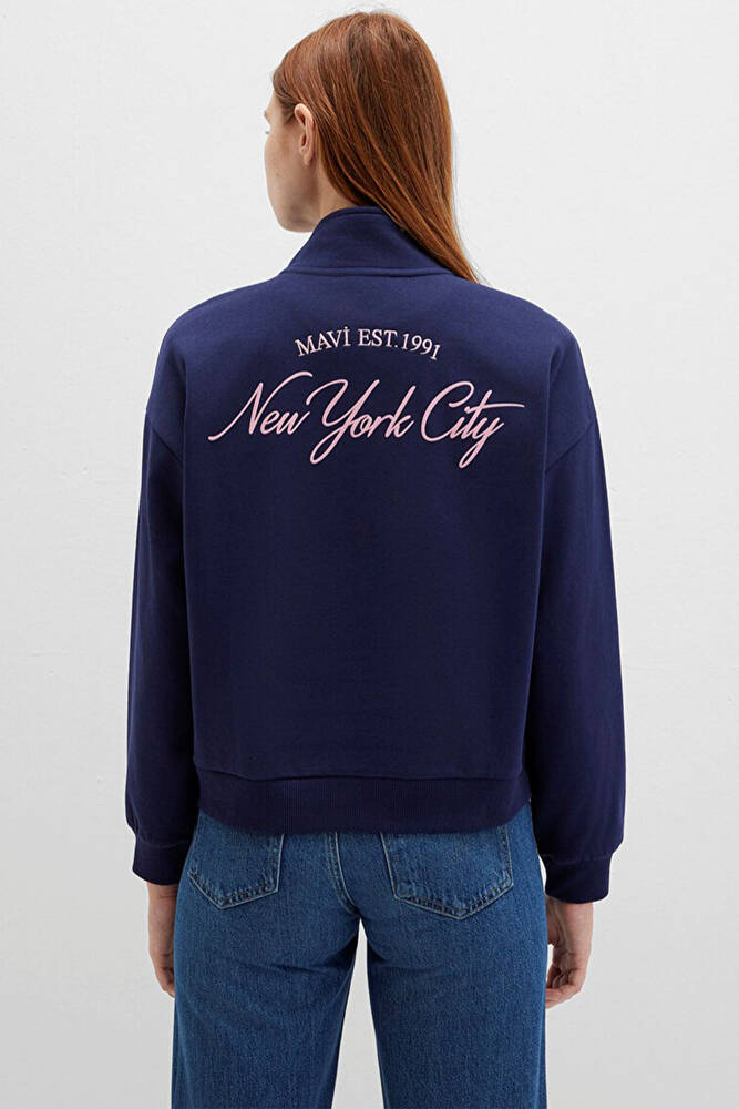 Kadın Yarım Fermuarlı Sweat 1S10501-80729 Lacivert 