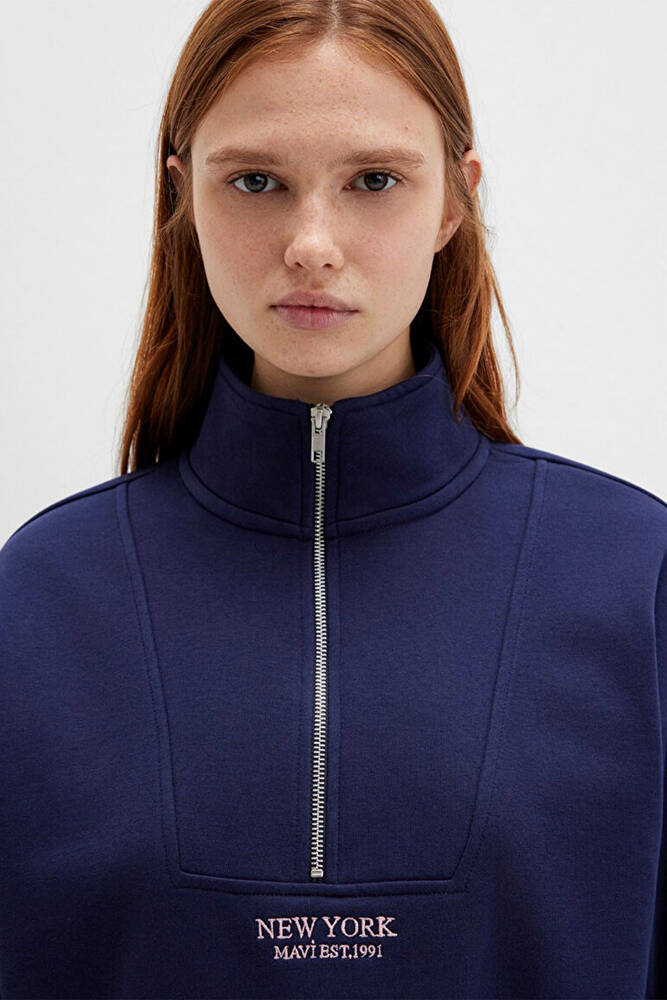 Kadın Yarım Fermuarlı Sweat 1S10501-80729 Lacivert 