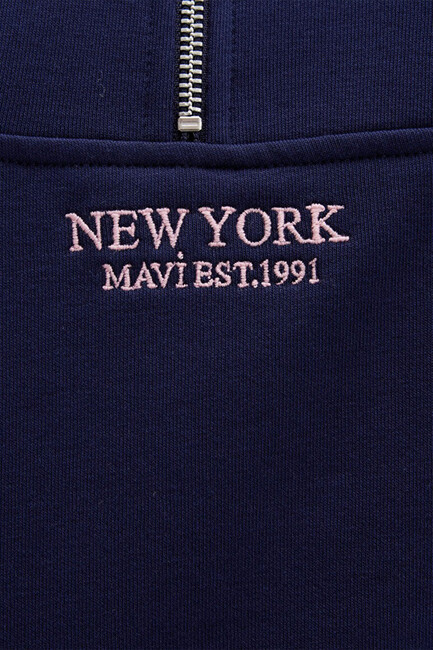 Kadın Yarım Fermuarlı Sweat 1S10501-80729 Lacivert - Thumbnail