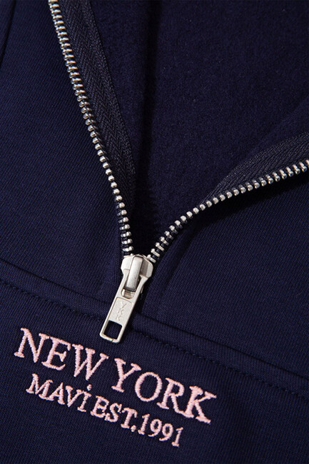 Kadın Yarım Fermuarlı Sweat 1S10501-80729 Lacivert - Thumbnail