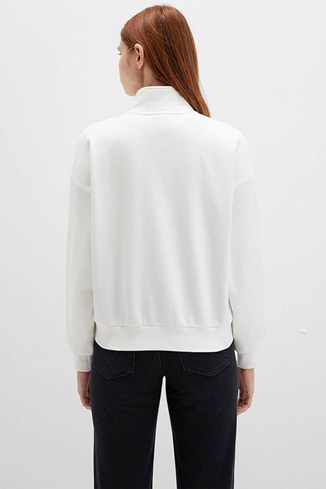 Kadın Yarım Fermuarlı Sweat 1S10502-70057 Beyaz 