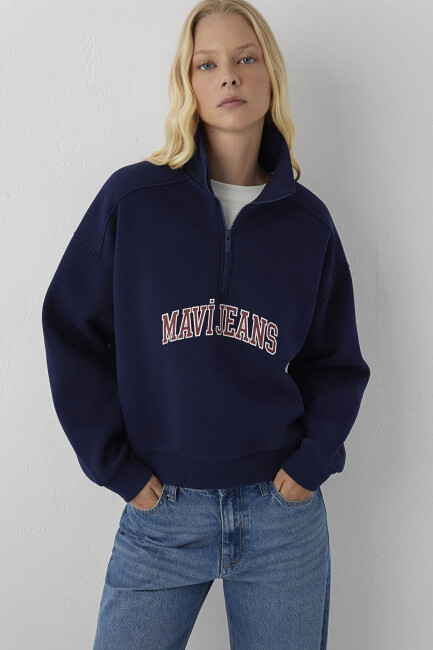 Kadın Yarım Fermuarlı Sweat 1S20132-84371 Lacivert 