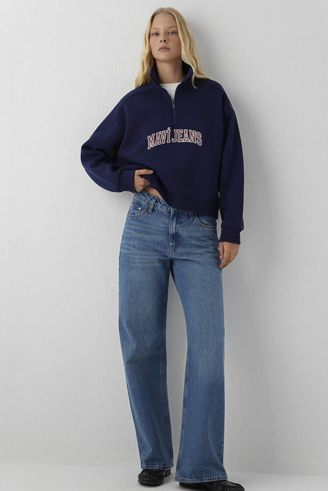 Kadın Yarım Fermuarlı Sweat 1S20132-84371 Lacivert - 2