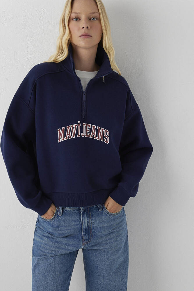Kadın Yarım Fermuarlı Sweat 1S20132-84371 Lacivert - 3