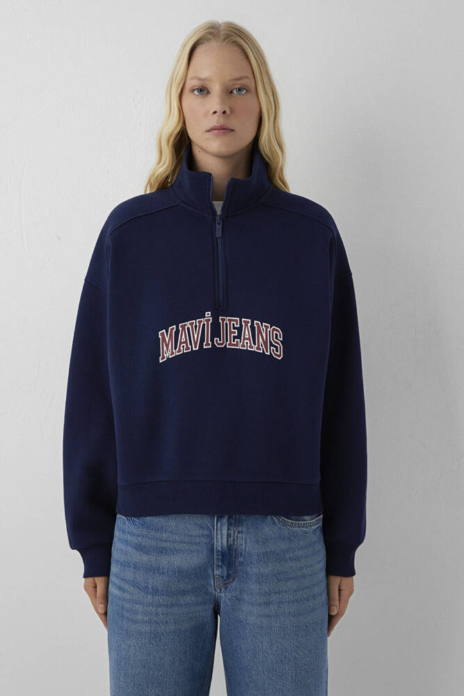 Kadın Yarım Fermuarlı Sweat 1S20132-84371 Lacivert - 4
