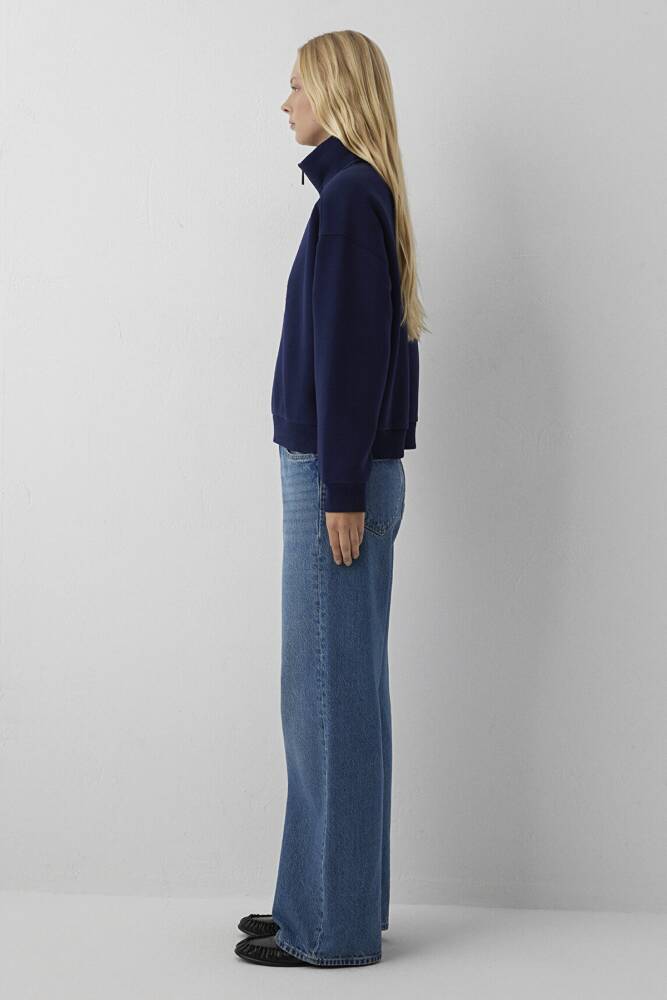 Kadın Yarım Fermuarlı Sweat 1S20132-84371 Lacivert - 5