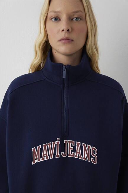 Kadın Yarım Fermuarlı Sweat 1S20132-84371 Lacivert - 7