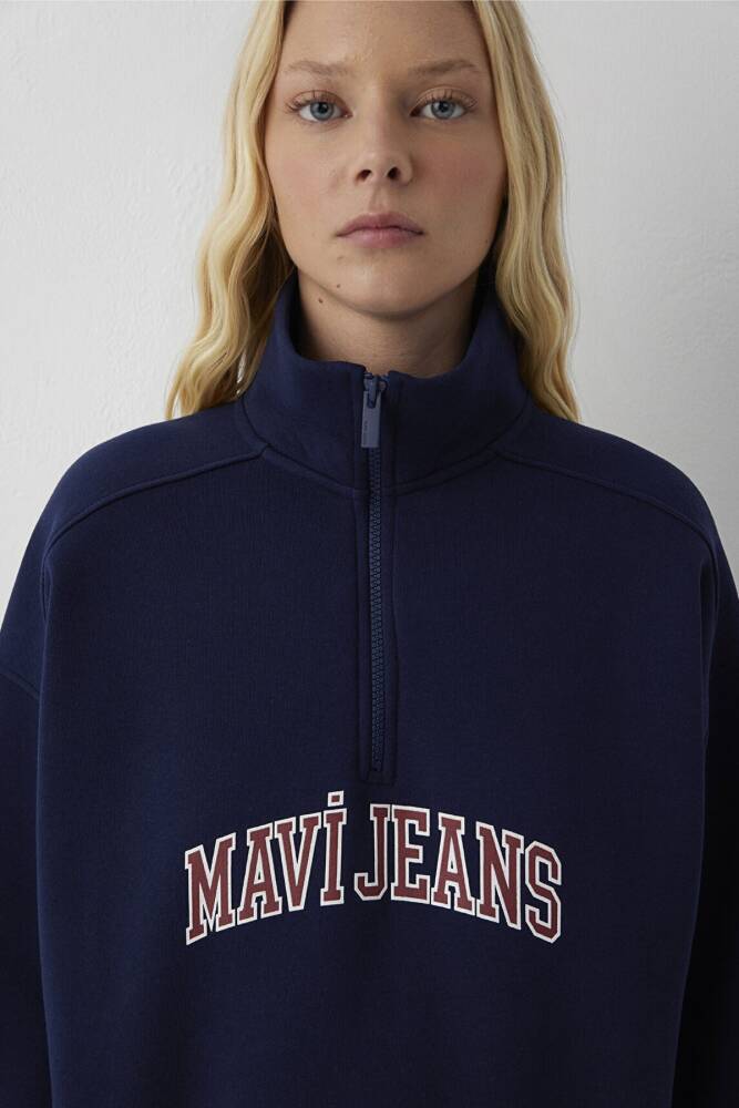 Kadın Yarım Fermuarlı Sweat 1S20132-84371 Lacivert - 7