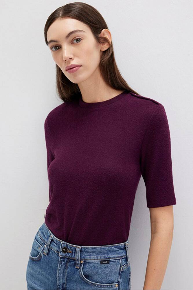 Kadın Yarım Kollu Penye 1613332-70394 Bordo 