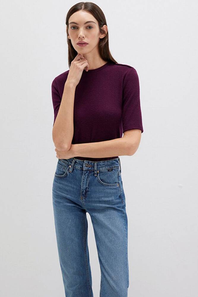 Kadın Yarım Kollu Penye 1613332-70394 Bordo 