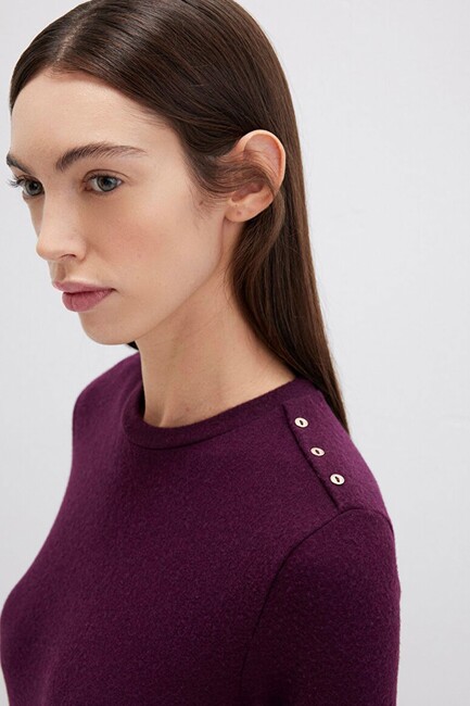 Kadın Yarım Kollu Penye 1613332-70394 Bordo - Thumbnail