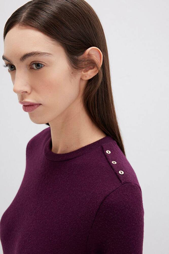 Kadın Yarım Kollu Penye 1613332-70394 Bordo 