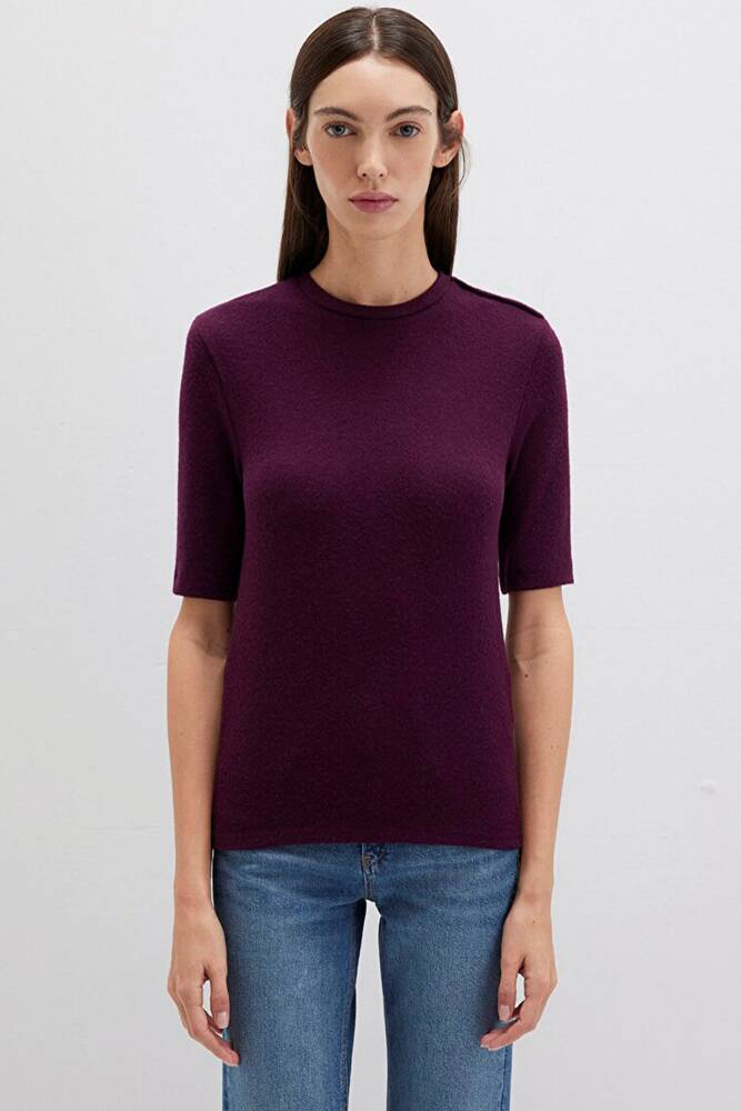 Kadın Yarım Kollu Penye 1613332-70394 Bordo 