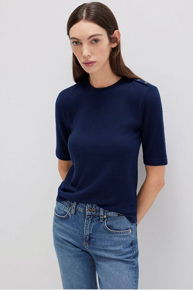 Kadın Yarım Kollu Penye 1613332-82318 Lacivert 